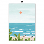 Rand, merelained, bassein, lill, minimalistlikud plakatid ja tr&uuml;kised l&otilde;uendi maalimine seinakunstipildid elutoa sisekujunduseks 21X30cm No Frame