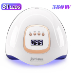 380W UV-k&uuml;&uuml;nelamp Professionaalne 81 LED-iga K&uuml;&uuml;ntekuivati 4 taimeriseadistusega Kiiskuiv Manik&uuml;&uuml;ri-lamp K&otilde;igi k&uuml;&uuml;nte geeli k&otilde;vendamiseks EU