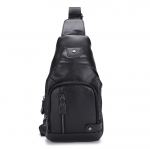 Ehtsast nahast meeste USB-laadimise rinnakott &ndash; &auml;riline vabaaja &uuml;he &otilde;lakott must