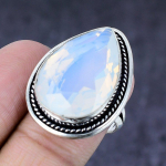 Milky Opal Gemstone Handmade 925 Steling Silver Gift Jewelry Ring Size 7.5 d1a60