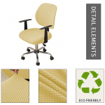 Kontoritooli kate Stretch Jacquard elastsed katted 2-osaline lauaarvuti tooli katted Venivad vastupidavad venivad arvutitooli katted Back H36-50,Seat W38-45cm