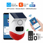 2in1 WiFi Tuya Nutikas Kaugjuhtimispult V&auml;litingimustes Laadiv Turvalisuse Helialarm Detektor Sensor Talu Aed P&auml;ikeseenergia Infrapuna Sireen P&auml;ikeseenergia valge