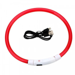 1 tk Led-koera kaelarihm helendav USB-kassi kaelarihm 3-režiimiline LED-valgustuse kadumise v&auml;ltiv Led-kaelarihm, mis sobib koertele Lemmikloomakoerte tarvikud S(35CM) punane