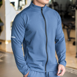 Meeste spordi- ja fitness vabaaja topid pikkade varrukatega p&uuml;stkrae &uuml;hev&auml;rviline jope s&ouml;rkimiseks ja pikkade varrukatega dressipluus XXL sinine