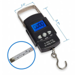 50 kg/5 g elektrooniline digitaalne kaal taustvalgustusega LCD-ekraaniga kaasaskantav rippkonksuga kaal topeltt&auml;psusega kalap&uuml;&uuml;gireisi minikaalud must
