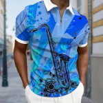 Meeste s&auml;rk Polo vabaaja lukuga l&uuml;hikeste varrukatega mood vaba t&otilde;mblukuga suvine kevadine tavaline istumine v&auml;rvilise tr&uuml;kiga 3D prindiga s&auml;rk XS sinine