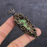Natural Dichroic Glass Gemstone Copper Wire Wrap Jewelry Pendant 2.84 t7q02