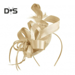 Hair Hoop Fascinator m&uuml;ts juukseklambriga Elastne riba Kunstsulg Pael Decor Satiinkangas Naiste peapael peoaksessuaarid valge