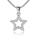 5 Moodle 925 Sterling Silver Crystal Tsircon Star Heart Ring ruudukujuline ripats kaelakee naistele Match 45 cm ketiga kaelakee Kolye