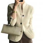 Naiste talvemantel kootud paksendatud &uuml;herealised &uuml;hev&auml;rvilised taskud, krae, soe n&ouml;&ouml;p Dekoratsioon kardigan igap&auml;evaseks kandmiseks &otilde;ues sviiter jakk M beež