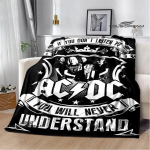Rockb&auml;nd AC/DC retrotr&uuml;kiga flanellist soe pleed piknikutekk voodikate viskepleed voodipesu S&uuml;nnip&auml;evakink 30x40in