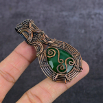 Emerald(Simulated) Gemstone Handmade Copper Wire Wrap Jewelry Pendant 2.76 i5o61