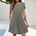 Suvekleidid naistele Lilleline p&auml;ikesekleit l&uuml;hikeste varrukatega, taskutega, vabaaja s&auml;rkkleit XXL lilla