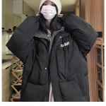 Naiste must sulejope mantel kiri moodne kapuutsiga t&auml;navariided tuulekindlad paksud pardisulgedega naiste talveriided XL must