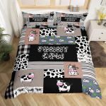 Lehmamustriga tekikotikomplekt Loom Lehma Kritseldus Koomiksijoonis P&otilde;llumajandus Loomakasvatus Pol&uuml;ester Tekikotikomplekt Topelt Suurus Queen Suurus King Suurus 135x200cm 2pcs