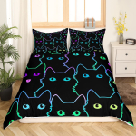 Multikas kasside voodipesukomplekt t&uuml;drukutele poistele Lemmikloomadele Kassidele Lohjakate armas kassipoeg Neoon hele tekikott Toa sisekujundus 3D voodikatte kate 90X200cm 2PCS