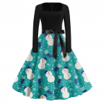 Naiste mood ruudukujulised vabaaja &otilde;hukesed j&otilde;ulutr&uuml;kiga pikkade varrukatega kleidid XXL sinine