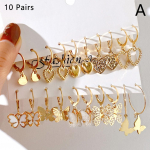 Uus kullav&auml;rvi liblikas armastusr&otilde;ngaste k&otilde;rvar&otilde;ngaste komplekt, uus moodne rippuv k&otilde;rvar&otilde;ngas Ehted, &otilde;&otilde;nsad trendid W8Q1 The color of gold-1set