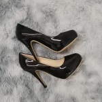 Uued Naiste Kingad S&uuml;gis &Uuml;mar Varvas K&otilde;rged Kontsad Mood Seksuaalsed 12cm Konts Banketi Platvorm Stilettod Pulma Peo Kingad Suurused 35 must