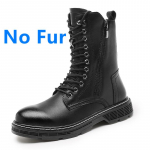 FashionSide T&otilde;mblukk K&otilde;rged Poolsaapad Meeste vabaajajalatsid Punk Nahast saapad meestele Talvine karusnahk Soe Stiilne Meeste Mootorrattasaabas Suur suurus 48