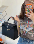Palmiprint nahast teise p&otilde;lvkonna kontrastne kott &uuml;he &otilde;lakotina, kvaliteetne naiste kott, crossbody, mitmek&uuml;lgne, Ins k&auml;ekott 25x10x19cm must/h&otilde;be