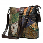Klassikaline Retro Maakodu Stiilis Ehtne Nahast &Otilde;lakott Spleissitud Reljeefne Veisenahast Crossbody Tupsuga Naiste Kott
