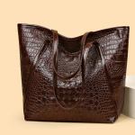 Lihtne ja mitmek&uuml;lgne krokodilliprinteriga kandekott Suure mahutavusega moodne k&auml;ekott Vintage disainiga &otilde;lakott naistele 30x17x32cm kohv