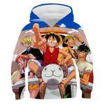 One Piece Hoodie Laste kapuutsiga dressipluus Anime Luffy Hoodie Laste riided Poisid T&uuml;drukud Pikkade varrukatega S&uuml;gisene soe Pullover vabaaja topid L