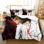 3D prinditud surma-anime-m&auml;rkmiku voodipesukomplekt poistele t&uuml;drukutele kaksiksuuruses queen-suuruses king-suuruses tekikate padjap&uuml;&uuml;r voodi poisid t&auml;iskasvanud kodutekstiil EU single(135x200cm) black