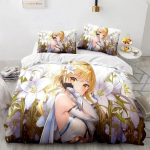 M&auml;ng Genshin Impact lohutus voodipesukomplektid Tekk voodikate Tekikate padjap&uuml;&uuml;ri komplektid lastele t&auml;iskasvanutele m&otilde;eldud suurus EU Single 135x200cm