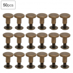 50 komplekti 8mm puhas vask lameda peaga needid nahkrihma kruvide komplekt m&auml;rkmiku k&ouml;itmiseks pronks