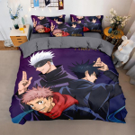 Jujutsu Kaisen Voodipesukomplekt, Jaapani Kuulus Anime Tekikoti Komplektid, Satoru Gojo Tekikate ja Padjap&uuml;&uuml;rid &Uuml;he-/Kahe-/Queen-/King-suuruses 140x200cm 2pcs