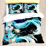 Hatsune Miku Anime 100% pol&uuml;ester voodipesukomplekt tekikottide komplekt tr&uuml;kitud koomiks kodukujundus EU single(135x200cm)