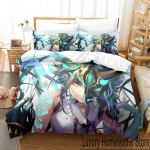 3D Genshin Impact Xiao Anime Voodipesukomplekt Tekikott Voodikomplekt Tekikott Padjap&uuml;&uuml;r Tekk kuningas Queen suurus Poisid T&auml;iskasvanud Voodipesu 70x133cm 2pcs