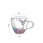 1 tk S&uuml;damekujuline klaasist kohvikruus Teetassid Kahe seinaga espressokohvi tassid Suvised ja talvised joogin&otilde;ud Armsad kruusid s&uuml;nnip&auml;evakingitused Transparent