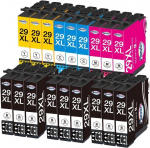Cartouches d'encre 29XL - Paeolos - Compatible Epson - 18 pi&egrave;ces - 500 pages noir - Multi-couleurs