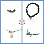 Pierres et Min&eacute;raux. Parure Bracelet Collier perles Lave + Tourmaline Schorl du Br&eacute;sil 8 Taille personnalisable.