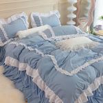 Printsess Volangidega Tekikott Komplekt Voodiseelik Padjap&uuml;&uuml;r Neli Aastaaega 4tk Voodipesu Tekikate Leht Kahekohaline Voodi Queen King 1.2m bed-3pc