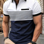 Meeste v&auml;rviplokiga l&uuml;hikeste varrukatega kraega golfis&auml;rk, vabaaja stiilis, kergelt elastne, slim fit, suvine topp S valge