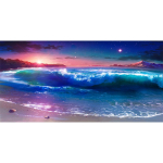 P&auml;ikeseloojangu ranna maastik teemantmaal DIY 5D t&auml;ielik teemanttikand maastik seinakunst maal ristpistes elutoa dekoor Full Round 50x100CM blue