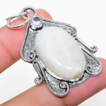 Rainbow Moonstone, White Topaz 925 Sterling Silver Jewelry Pendant 2.09 f6g34