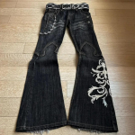 Y2K Street Retro Harajuku tikitud teksad Naiste Stretch mikro laienevad p&uuml;ksid Hot Girl Slim Straight p&uuml;ksid gooti hip-hop p&uuml;ksid L must