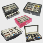 Suure mahutavusega nahast prillide hoiukarp p&auml;ikeseprillidele - Elegantne kinkekarp Black No. 1 - 8-slot glasses box