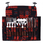 12 tk Roostevaba teras Puidust k&auml;epidemega S&ouml;&ouml;giriistade komplekt V&auml;litingimustes 4 inimesele Lusikad Kahvlid S&ouml;&ouml;gipulgad Komplekt jaoks L