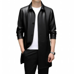 Uus ehtsast nahast mantel meeste kevade ja s&uuml;gise polokeele keskealistele meeste keskmise pikkusega jakkmantel Business Casual top XL