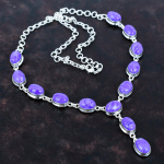 T&scaron;aroiidist kaelakee 925 sterling h&otilde;bedast kaelakee reguleeritava ketiga kaelakee k&auml;sitsi valmistatud kalliskividega kaelakee looduslik t&scaron;aroiidist ehted kingitused naistele Adjustable