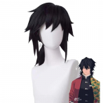 Tomioka Giyuu Cosplay Parukas Cosplay Must Pats Kuumuskindel S&uuml;nteetiline Juus Anime Parukad + Parukav&otilde;rk One Size