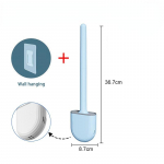 WC-hari silikoonist WC-puhastusvahend WC-hari, ilma surnud WC-puhastushari, lamepea, painduv pehmete harjastega hari koos hoidikuga 01 valge