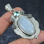 Rainbow Moonstone Handmade 925 Sterling Silver Jewelry Pendant 2.68 u0s93