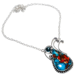Spiny Oyster, Blue Topaz Handmade 925 Sterling Silver Necklace 18 q5k74